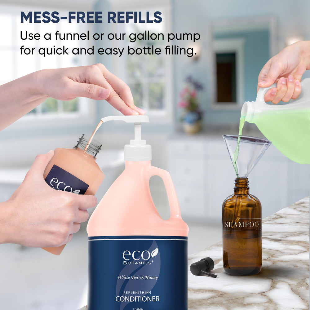 Terra Pure Eco Botanics pump body wash bottle supports convenient replenishment.