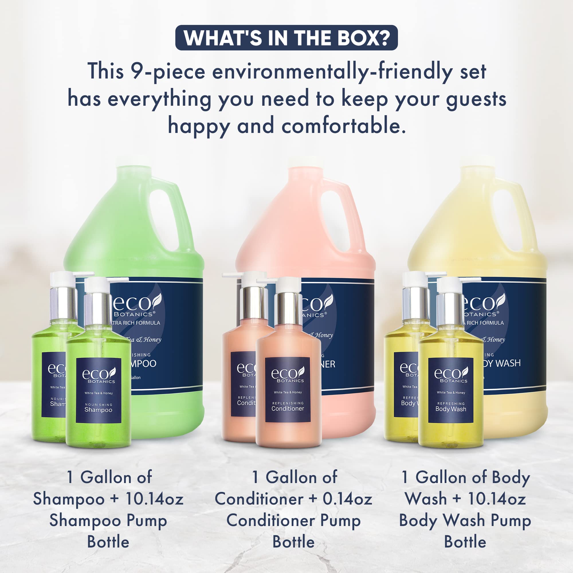 Terra Pure Eco Botanics pump shampoo bottle with easy refill for hotel rooms.