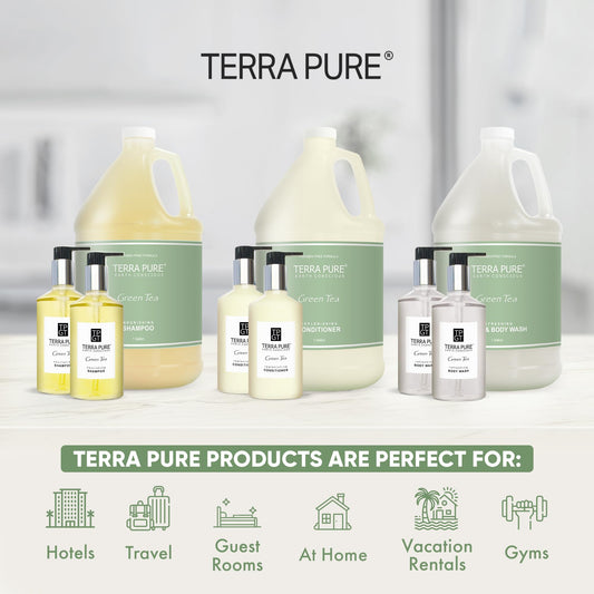 Terra Pure gallon conditioner dispenser highlights upscale amenities with refillable design