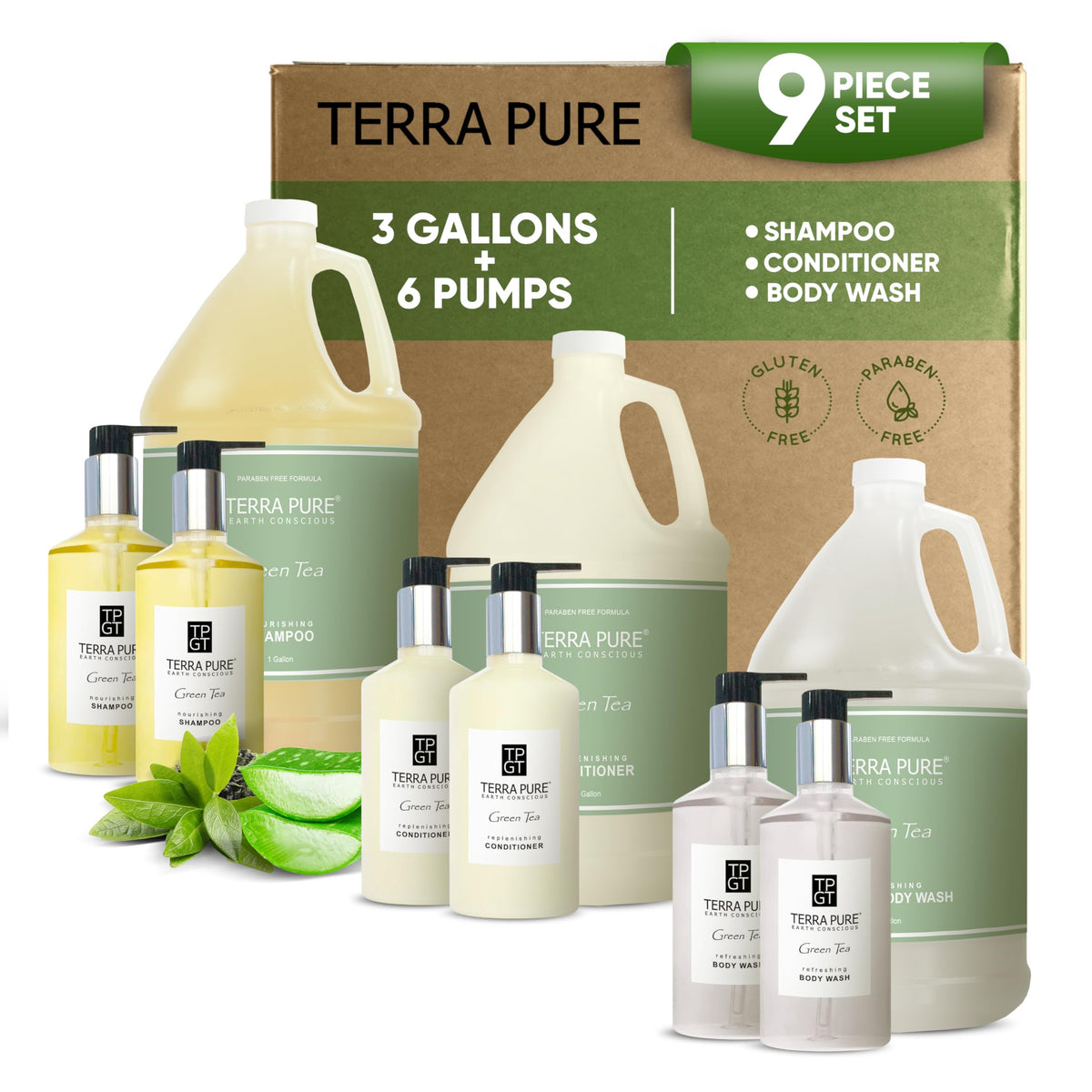 Terra Pure gallon shampoo dispenser offers hotel-grade luxury for guest rooms