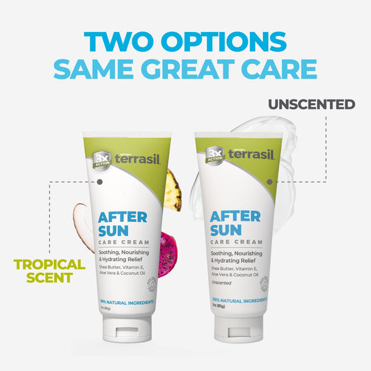 Terrasil after-sun lotion with shea butter cream nourishes sun-damaged skin
