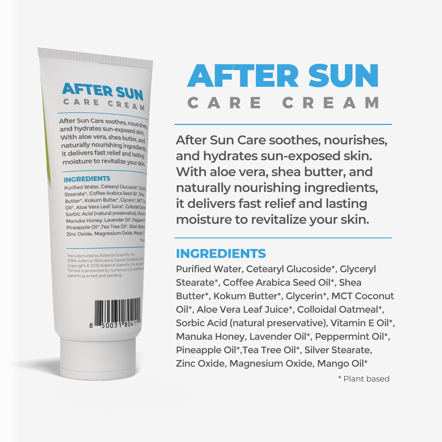 Terrasil after-sun lotion sun-damaged-skin-relief supports calm, nourished skin