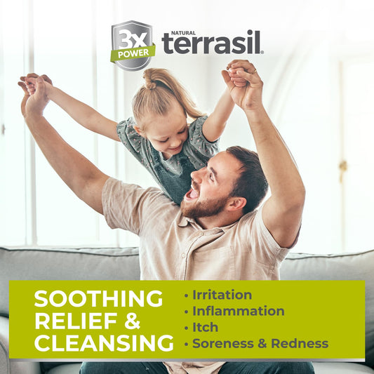 Terrasil Calendula oil blend texture highlights natural soothing for sensitive skin