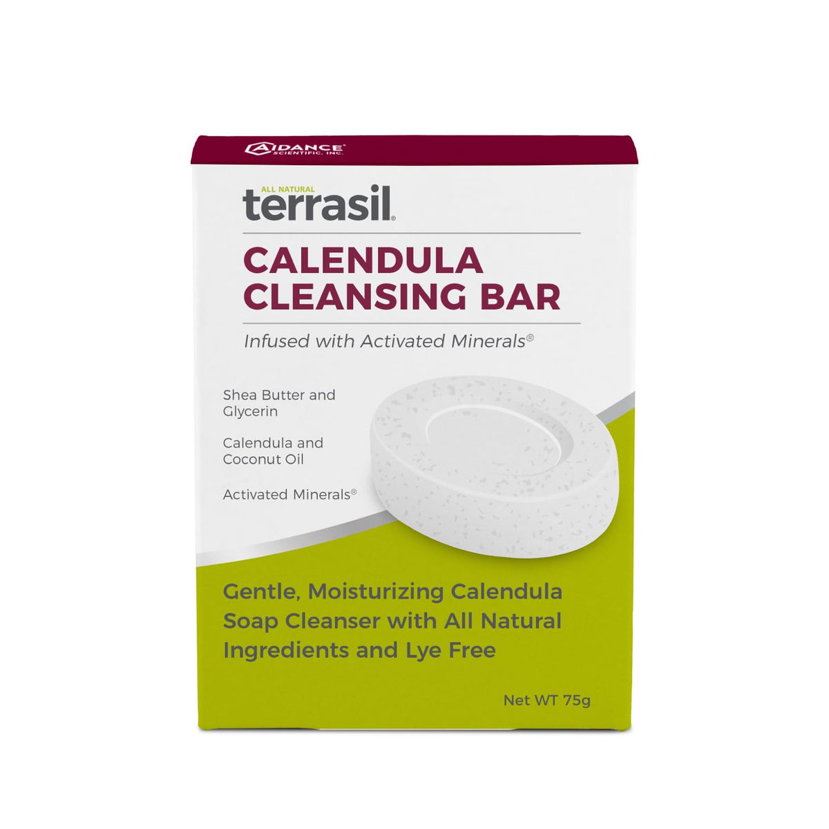 Terrasil Calendula Soap Bar packaging highlights a gentle, skin-friendly solution.