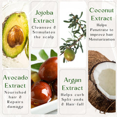 TerreVera Avocado Shampoo with argan highlights natural oils soothing scalp.