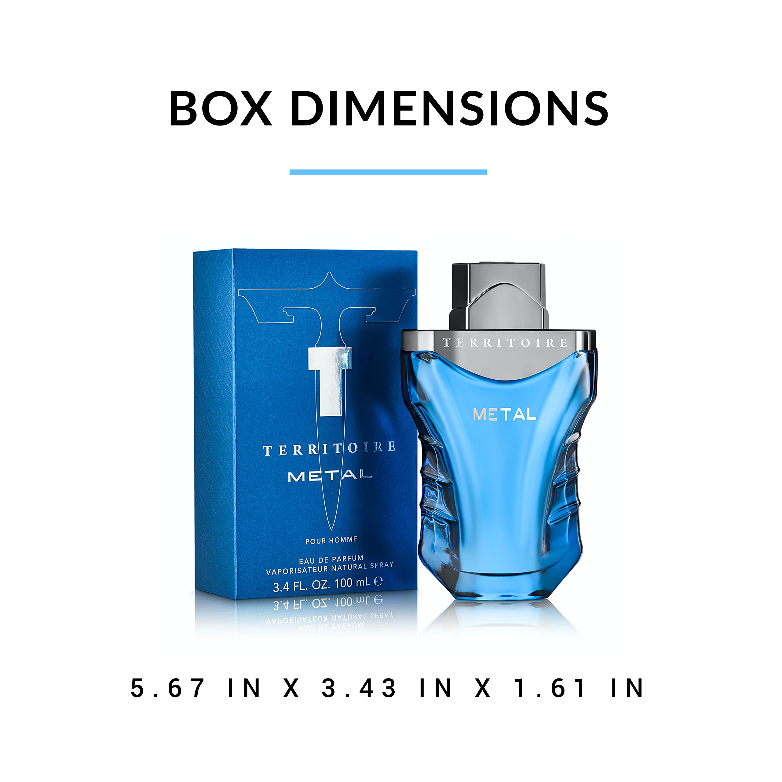 Territoire Metal on shelf display evoking premium masculine scent for shopping.