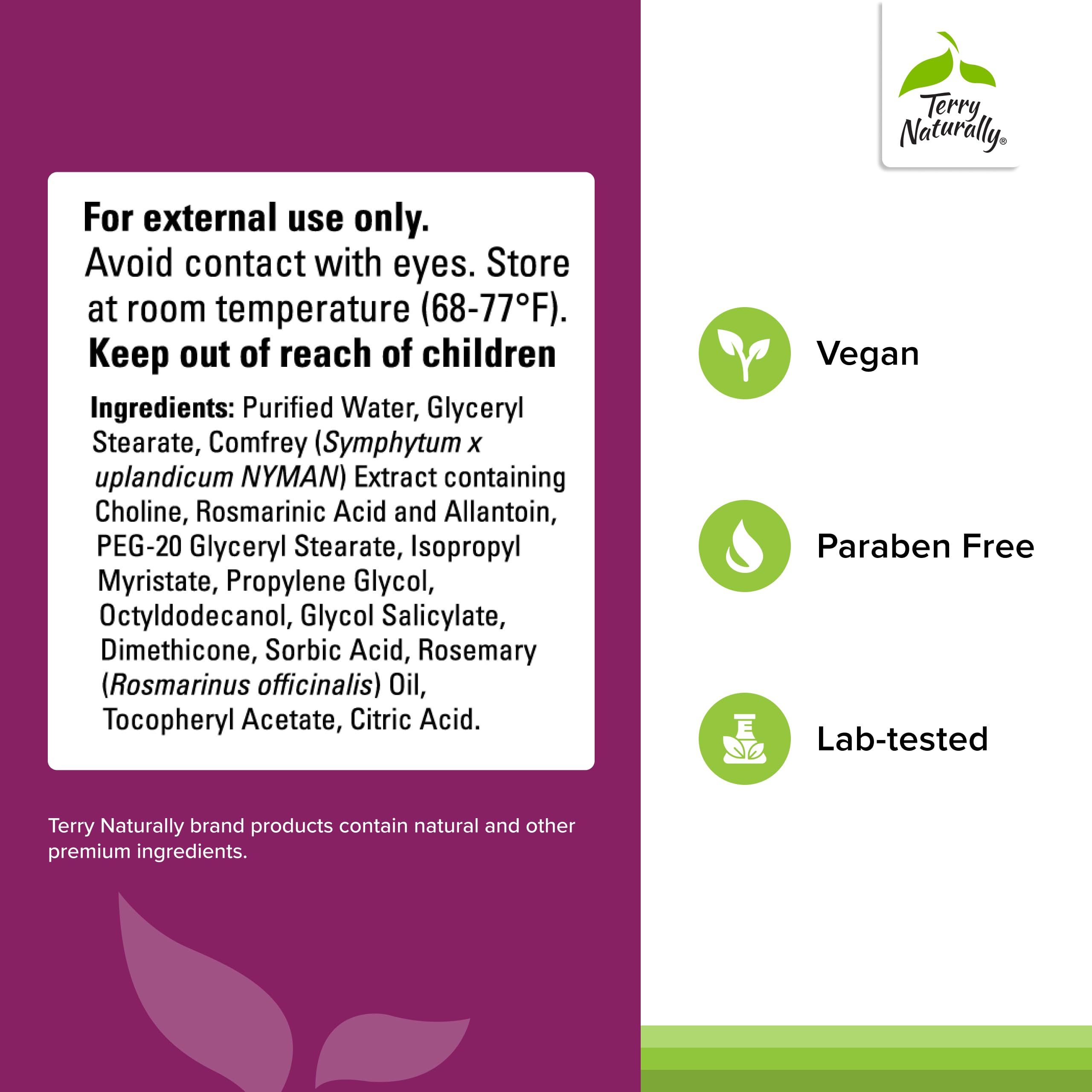 Terry Naturally Traumaplant Cream jar highlights comfrey-based cream for soothing external use