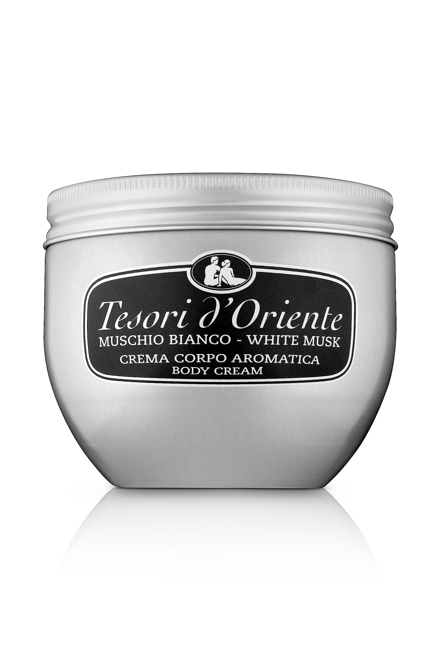 Tesori d'Oriente body cream bottle with White Musk fragrance for daily nourishment.