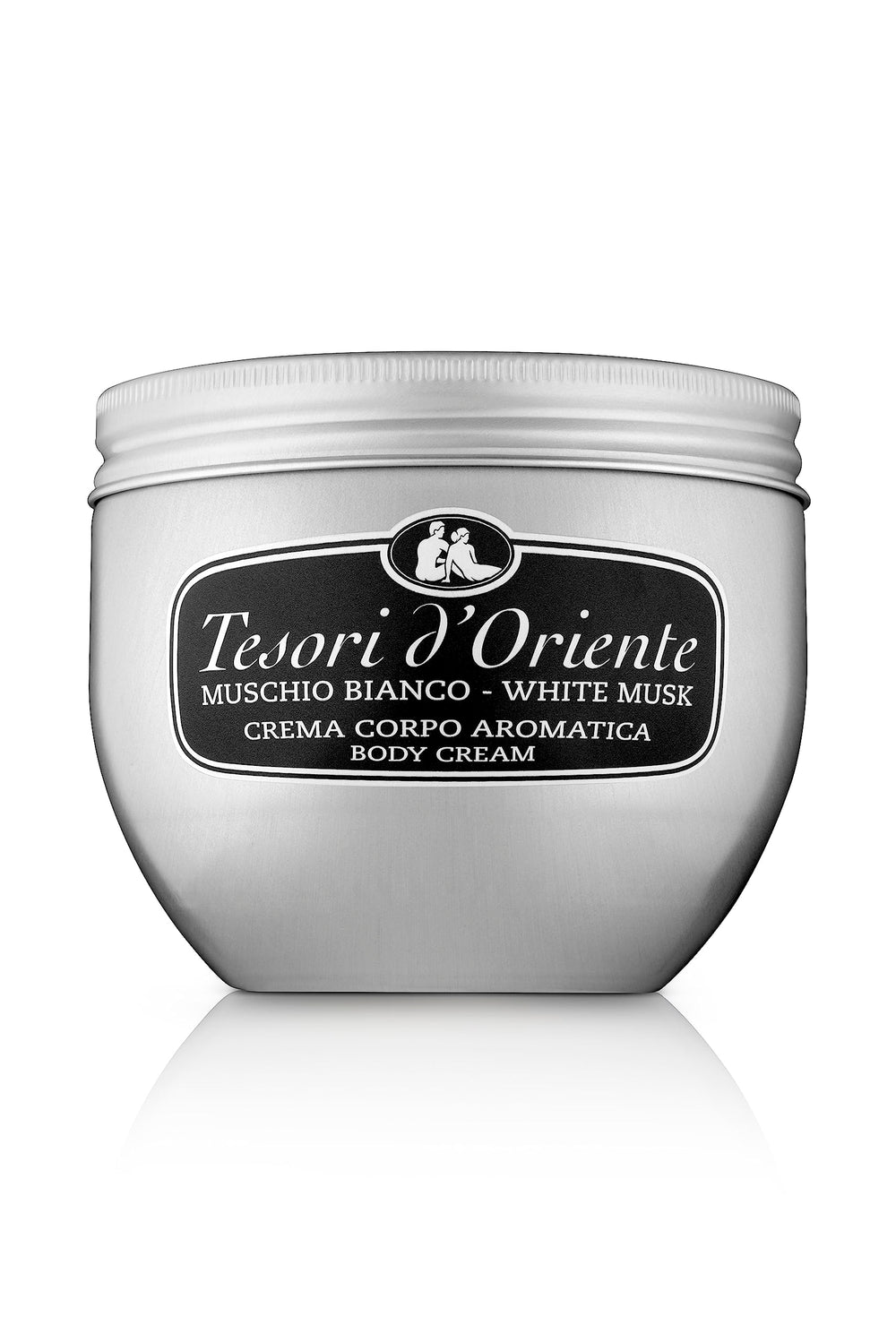 Tesori d'Oriente body cream bottle with White Musk fragrance for daily nourishment.