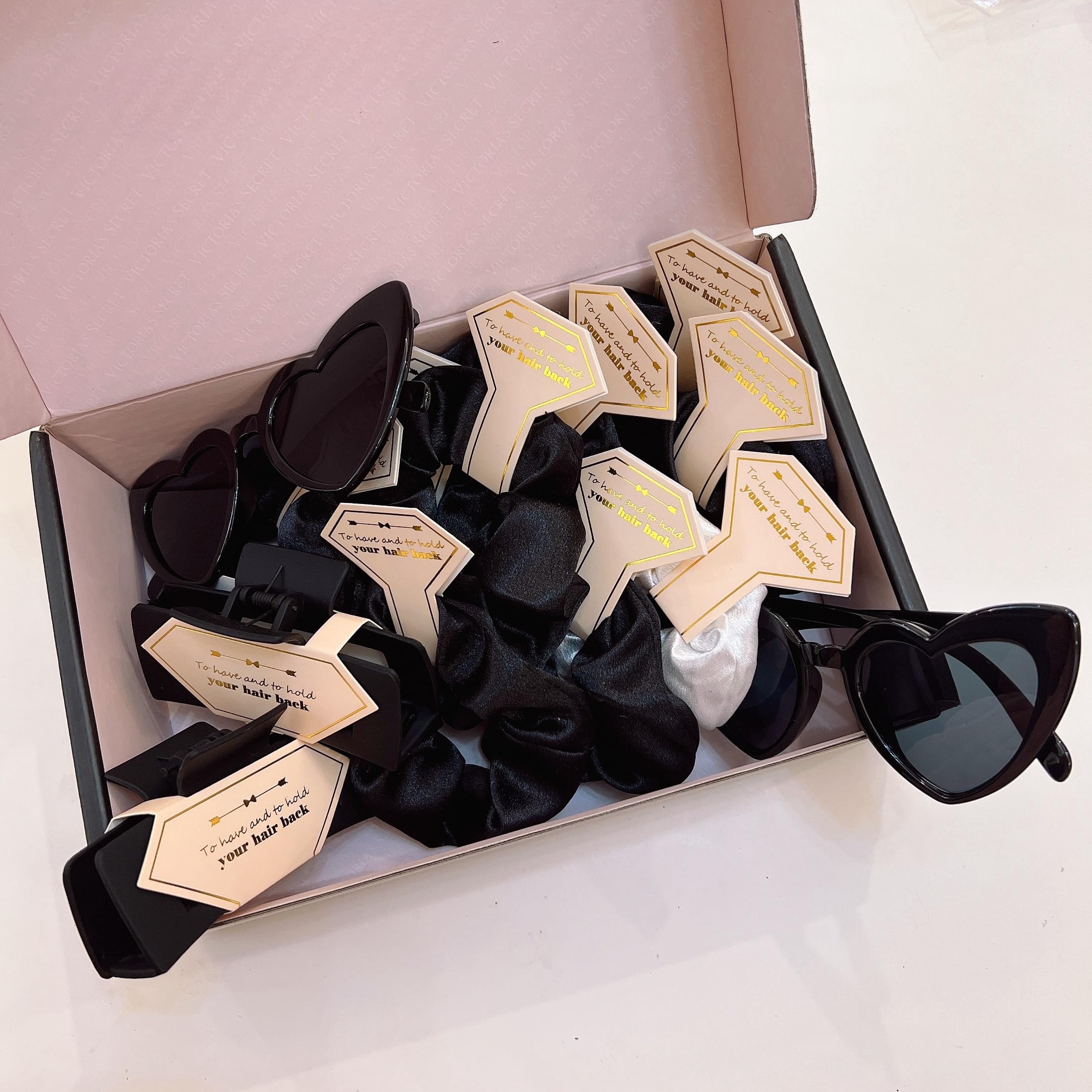 Tethzeng bridesmaid scrunchies black set for versatile use.
