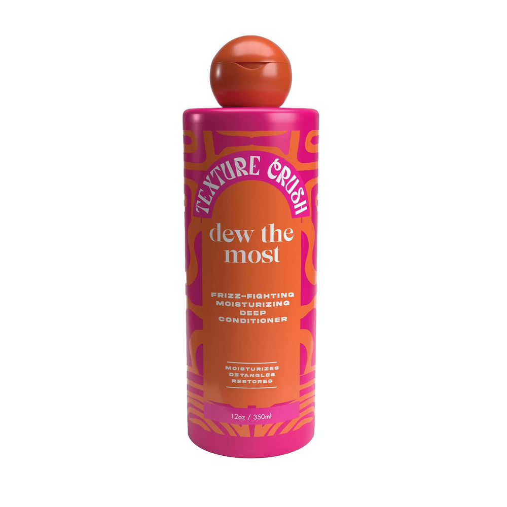 Texture Crush Dew deep conditioner bottle for lightweight hydration and frizz control.