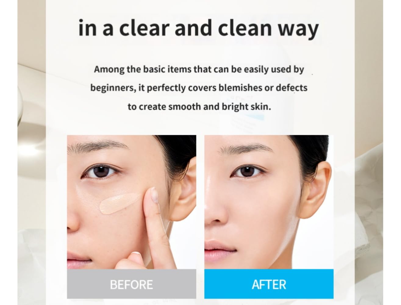 TG153 A.t.o.m.y BB Cream SPF 30 PA++ applied on skin reveals even tone.