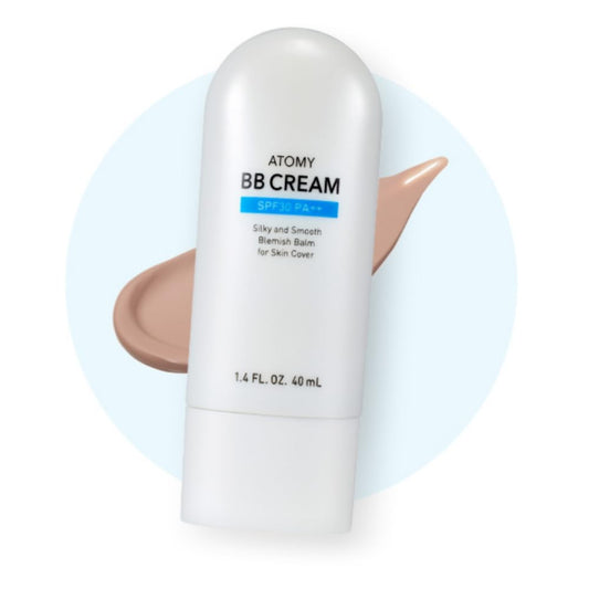 TG153 A.t.o.m.y BB Cream SPF 30 PA++ bottle close-up highlights hydration.