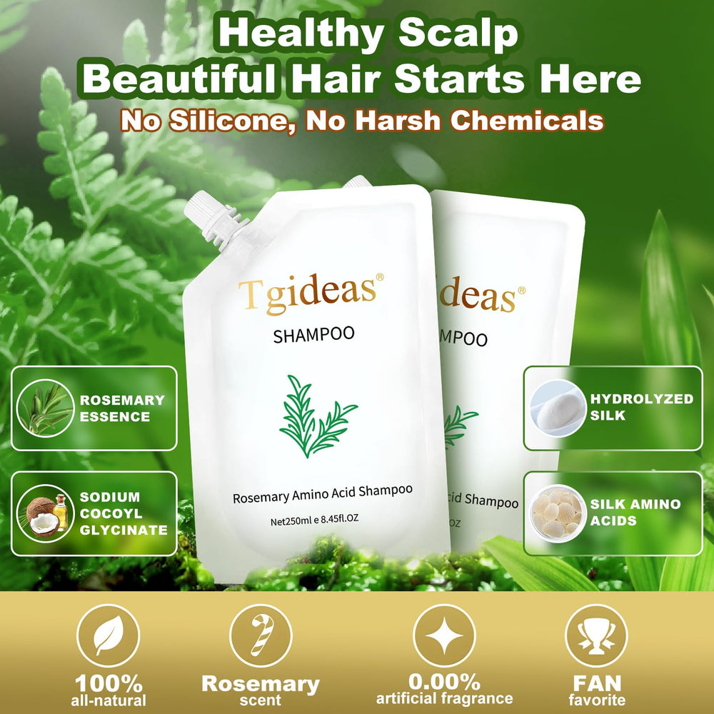 Tgideas Rosemary Biotin Shampoo after-use hair showing softness and manageability