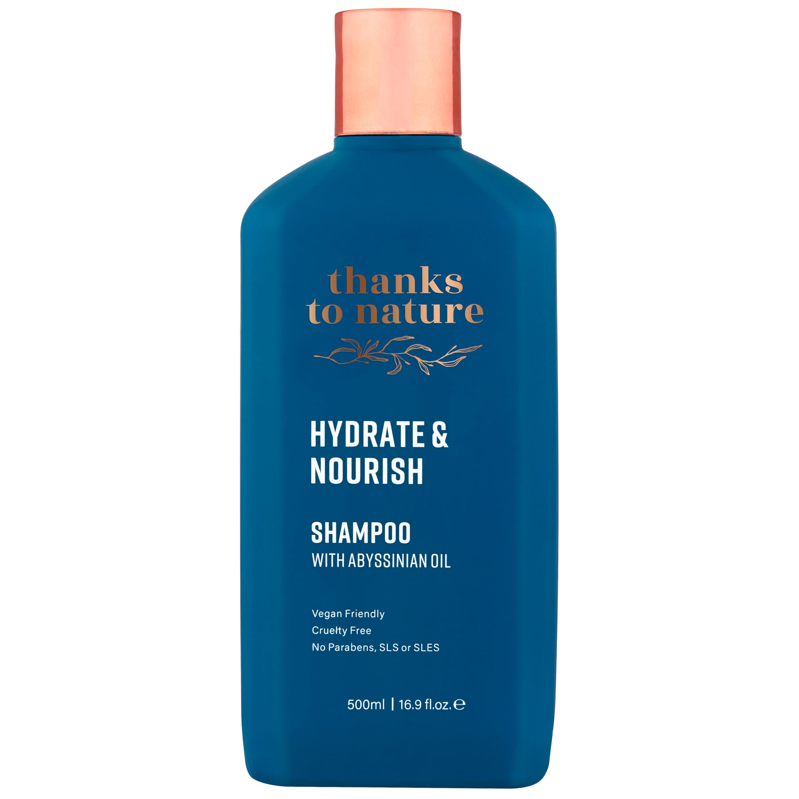 Thanks to Nature Hydrate & Nourish Shampoo bottle promotes moisturized, soft hair