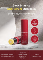 THANKYOU FARMER Glow Enhance Dual Serum Stick Balm on the face for even tone and subtle glow.