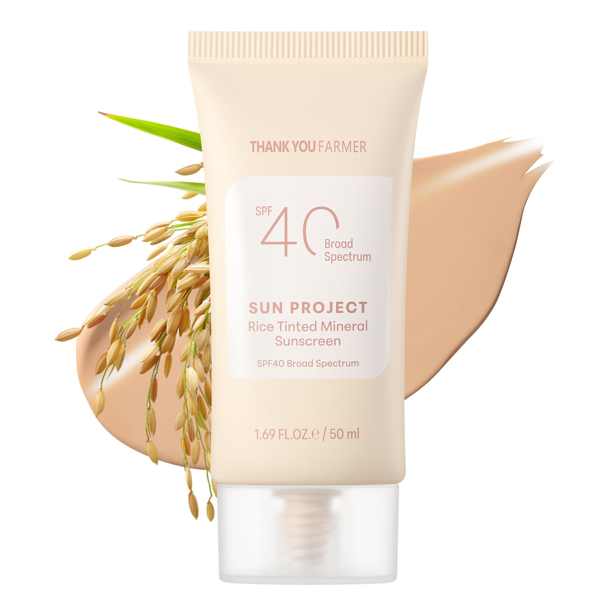 THANKYOU FARMER Sun Project Rice Tinted Sunscreen bottle with natural tint for daily use