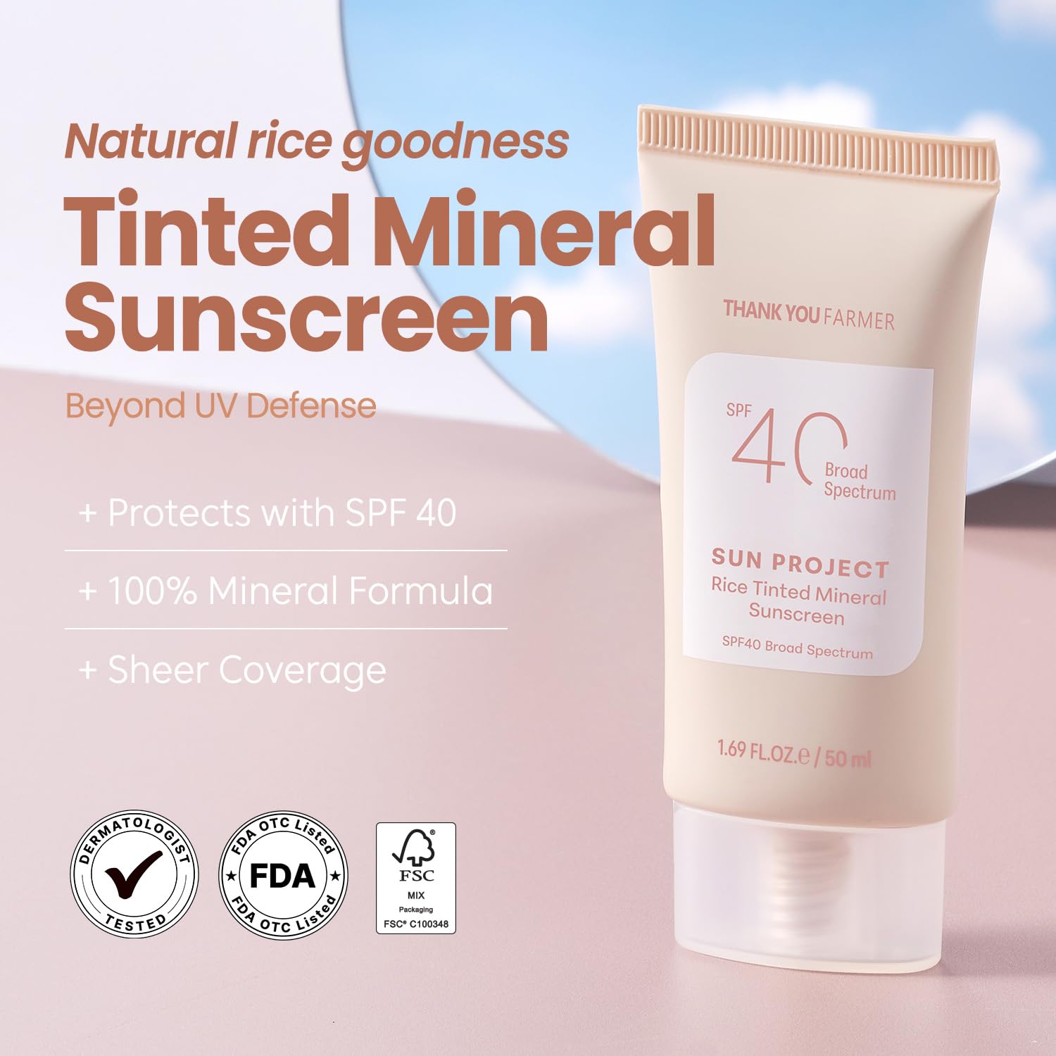 THANKYOU FARMER Sun Project swatch shows seamless tinting without white cast