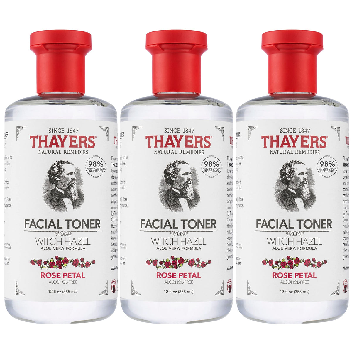 THAYERS Rose Petal Toner bottle offering alcohol-free hydration for daily use