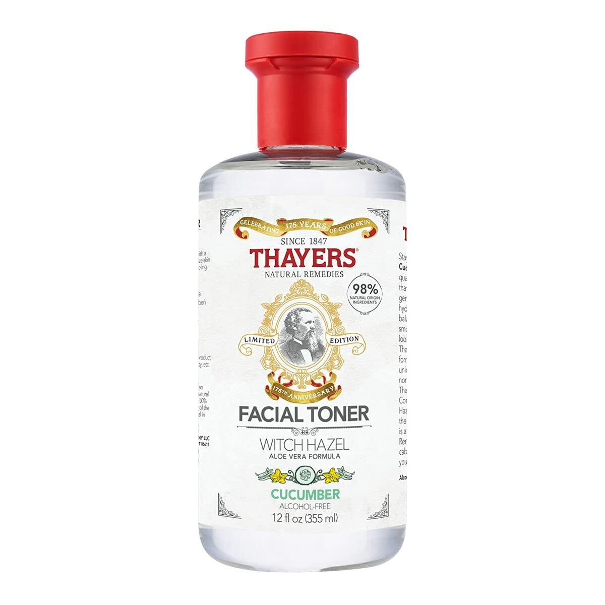 THAYERS Witch Hazel cucumber alcohol-free bottle for gentle cleansing and refreshing toning.