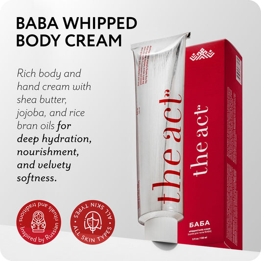 The Act BABA whipped cream texture looks luxuriously smooth and non-greasy.