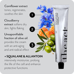 The Act hand cream vitamin-a closeup emphasizing anti-aging skin support.