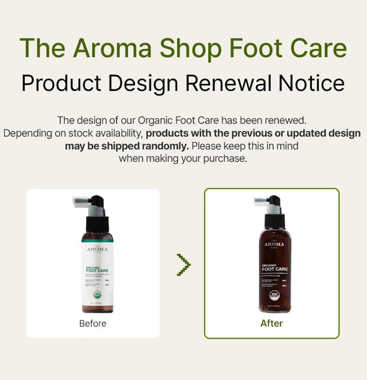 The Aroma Shop foot care mist spray in action for quick no-water refresh.