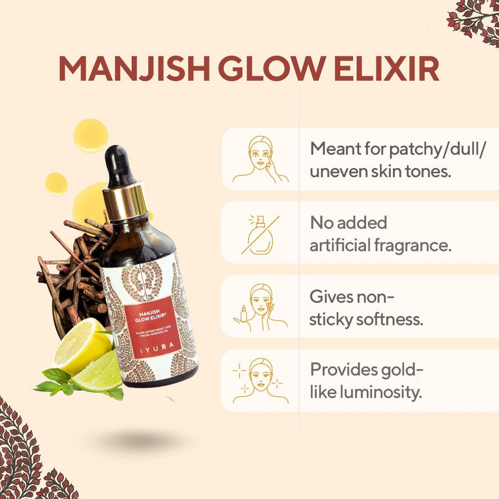 The Ayurveda Experience Kesaradi Oil close-up highlighting saffron, rose, and brightening ingredients