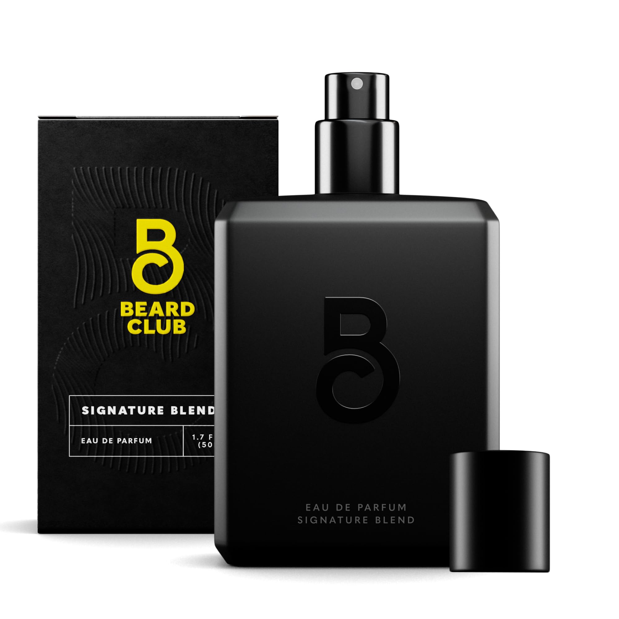 The Beard Club Signature Blend bottle pour highlights long-lasting fragrance for all-day confidence.
