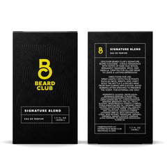 The Beard Club Signature Blend lifestyle shot suggests confident, everyday wear.