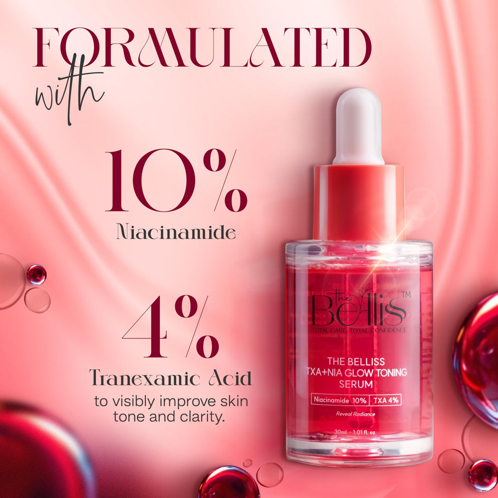 The Belliss serum texture close-up suggests feather-light hydration.