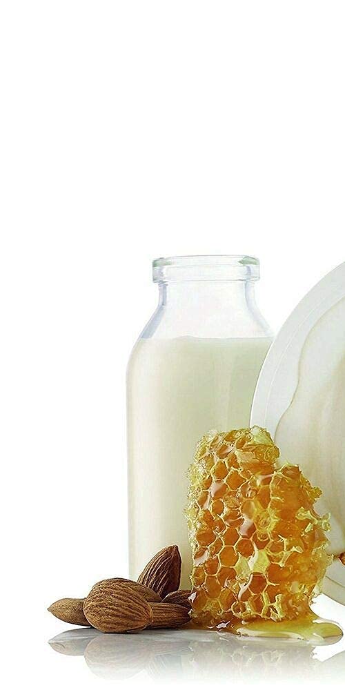Close-up of the almond milk and honey body butter texture for rich hydration