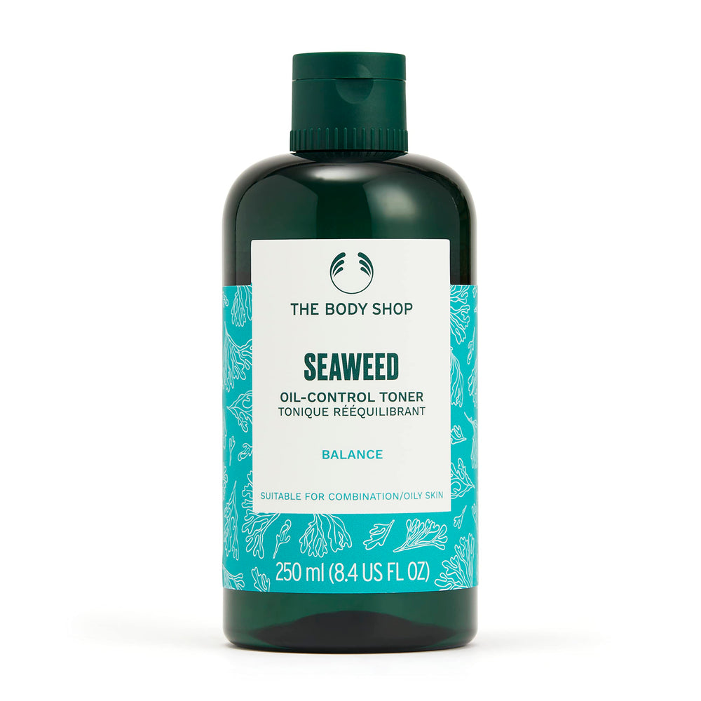 The Body Shop Seaweed Toner bottle for a clarifying, mattifying routine on combination skin