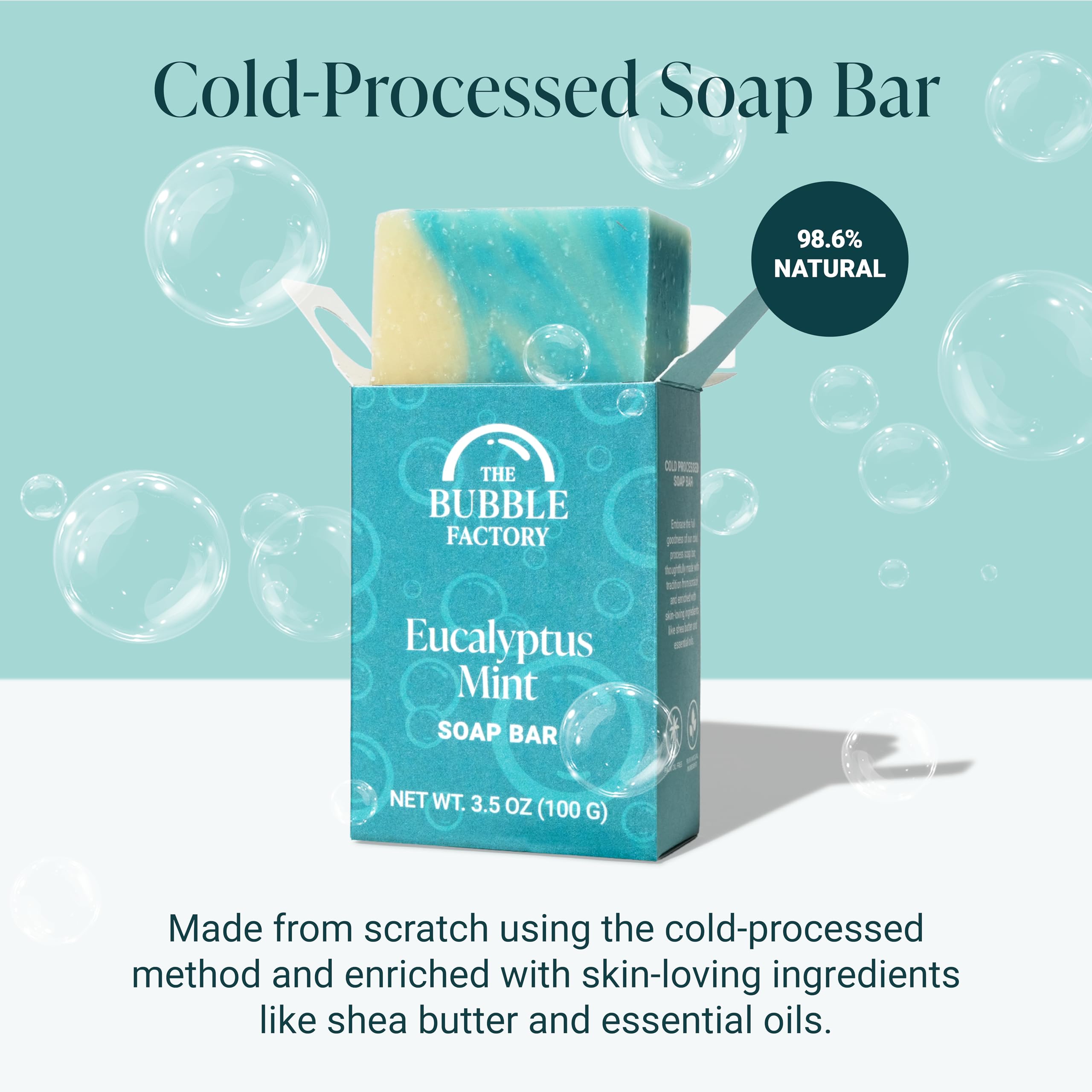 The Bubble Factory handmade soap lather in a shower for a refreshing cleanse.