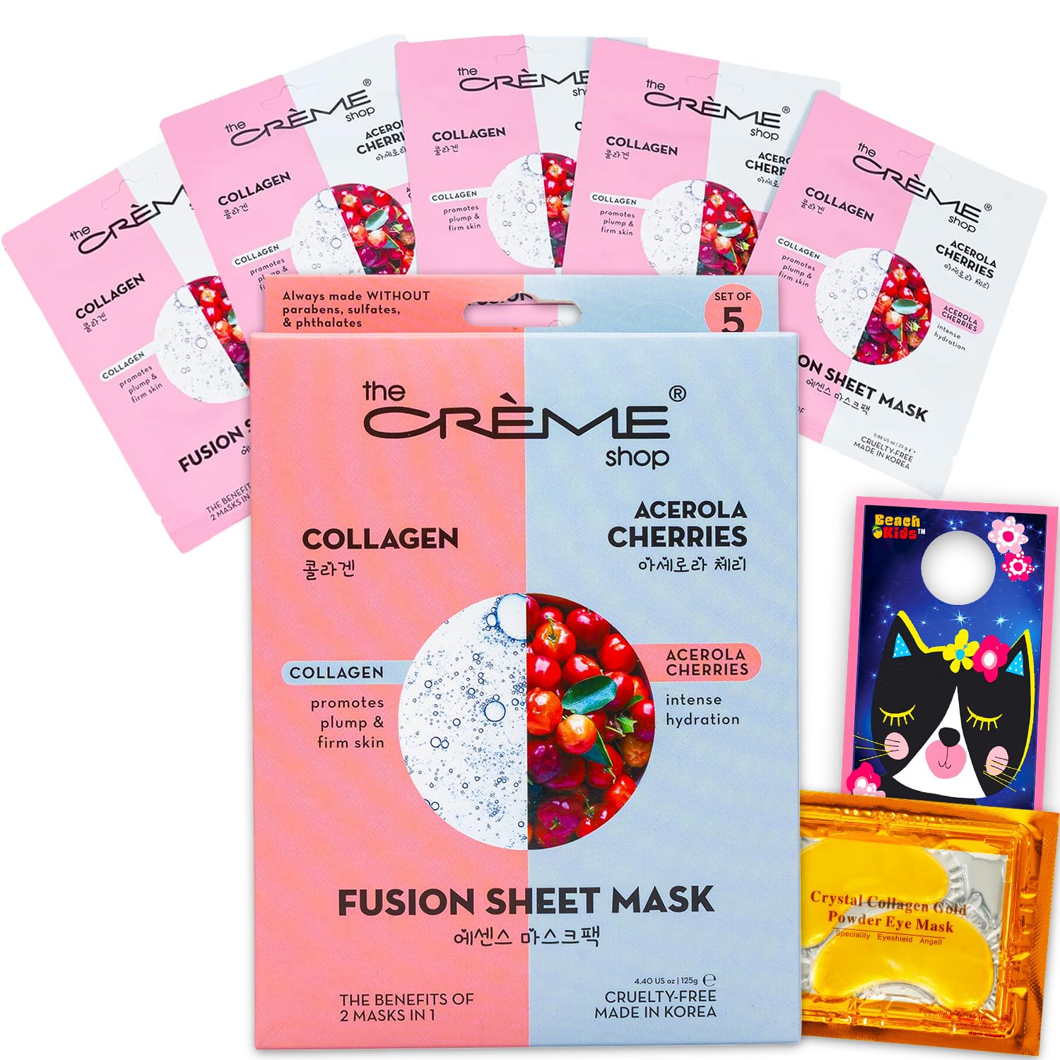 Cream Mask Assorted The Crème Shop Face Mask 5 Pack Bundle – Hydrating Collagen & Acerola ...