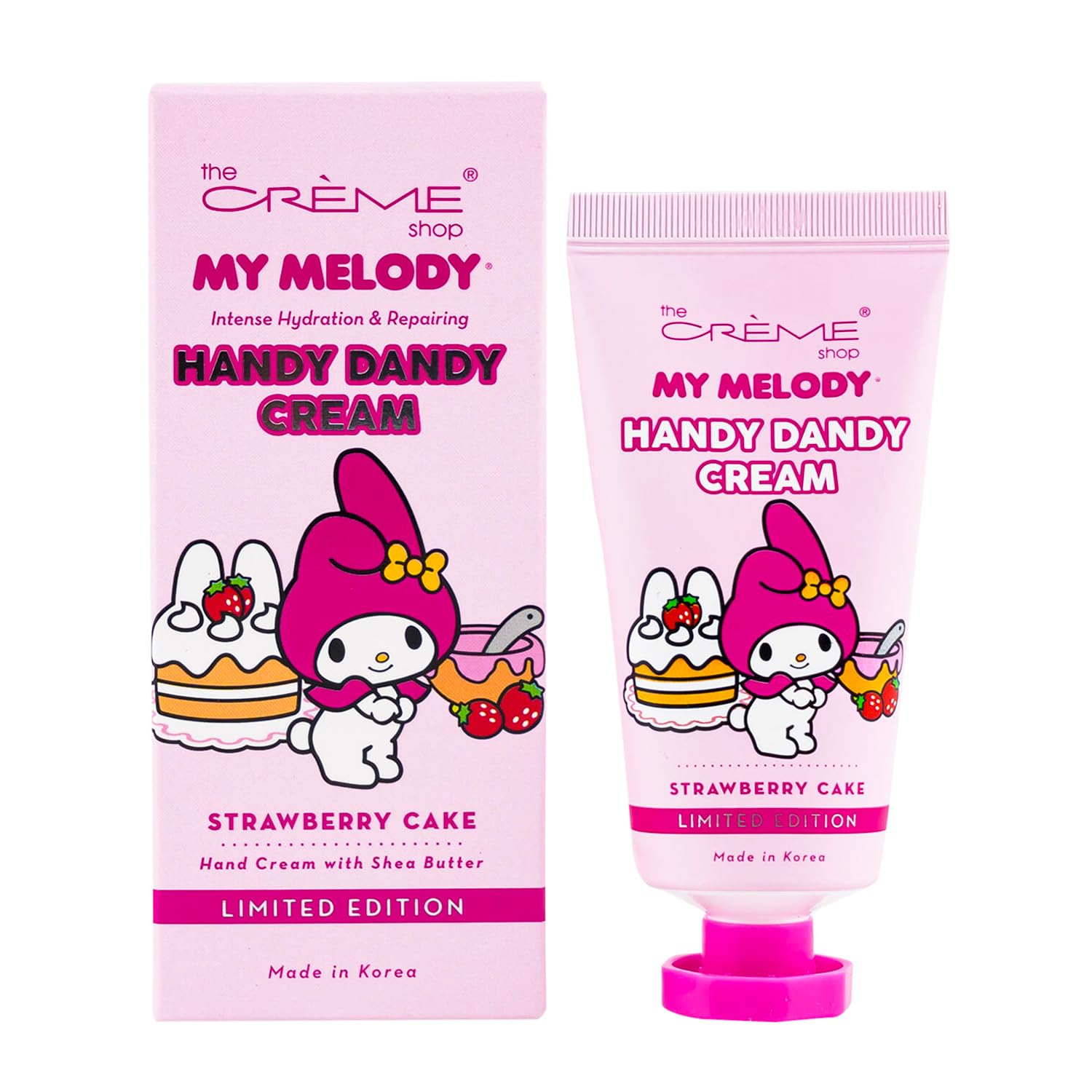 The Creme Shop Hello Kitty Birthday Cake lotion tube for gentle scent and care.