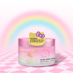 The Crème Shop Hello Kitty Pink Water Crème bottle hydrates and refreshes skin.