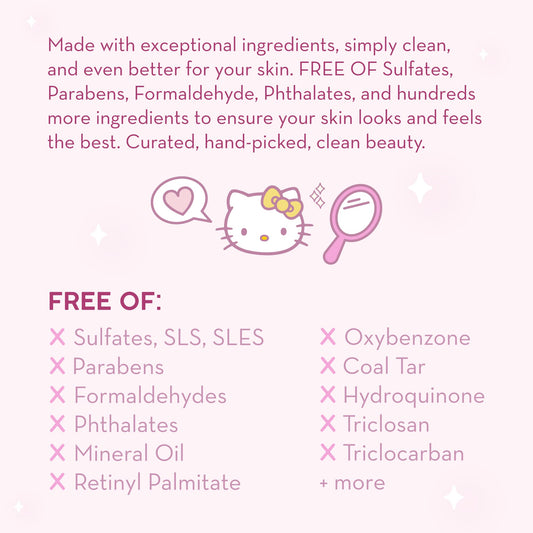 Hello Kitty Pink Water Crème packaging highlights a hydration-focused daily skincare routine.