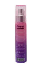 The Creme Shop Hello Kitty Purple mist on the face provides a refreshed look.