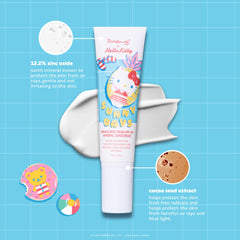 The Crème Shop Hello Kitty Sunny Days SPF 40 packaging showing vegan formula.