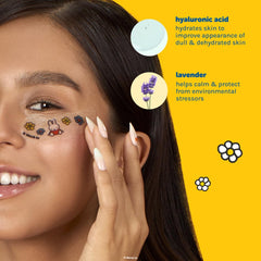 Lavender imagery for calming under-eye care with The Crème Shop patches