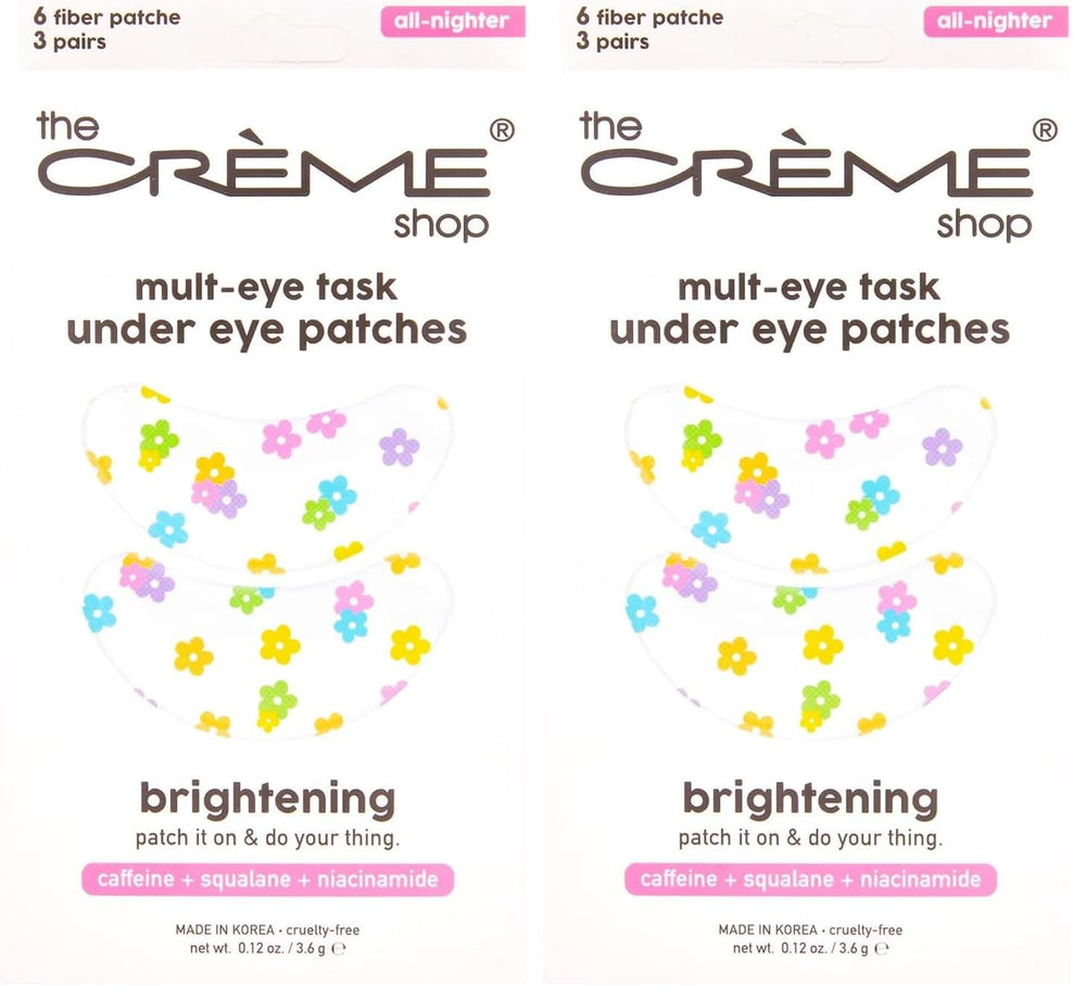 The Crème Shop Mult-Eye Task under eye patches pack aiding brightening and depuffing for a refreshed look.