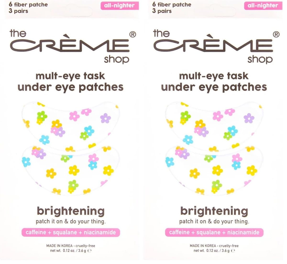 The Crème Shop Mult-Eye Task under eye patches pack aiding brightening and depuffing for a refreshed look.