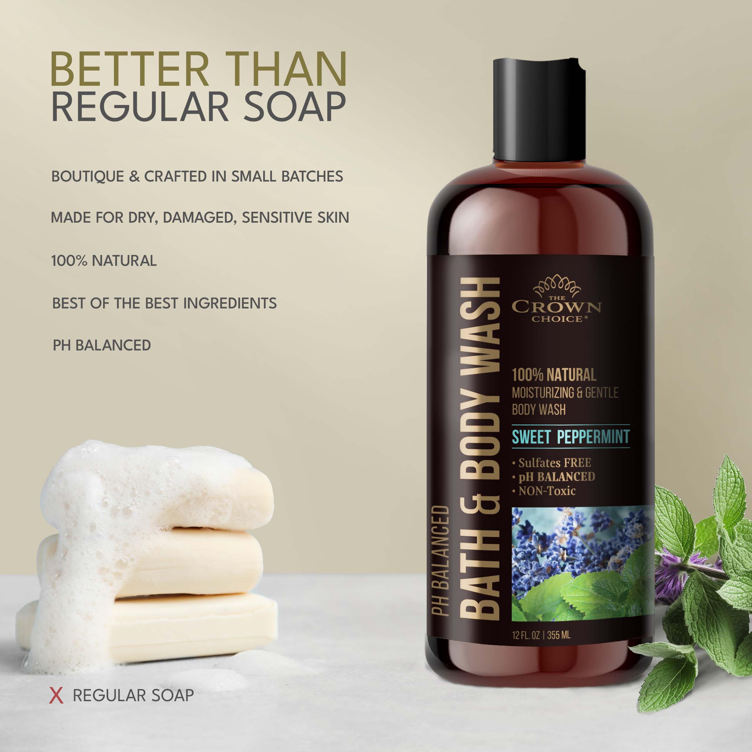 Packaging close-up suggesting a gentle cleansing ritual for daily use.