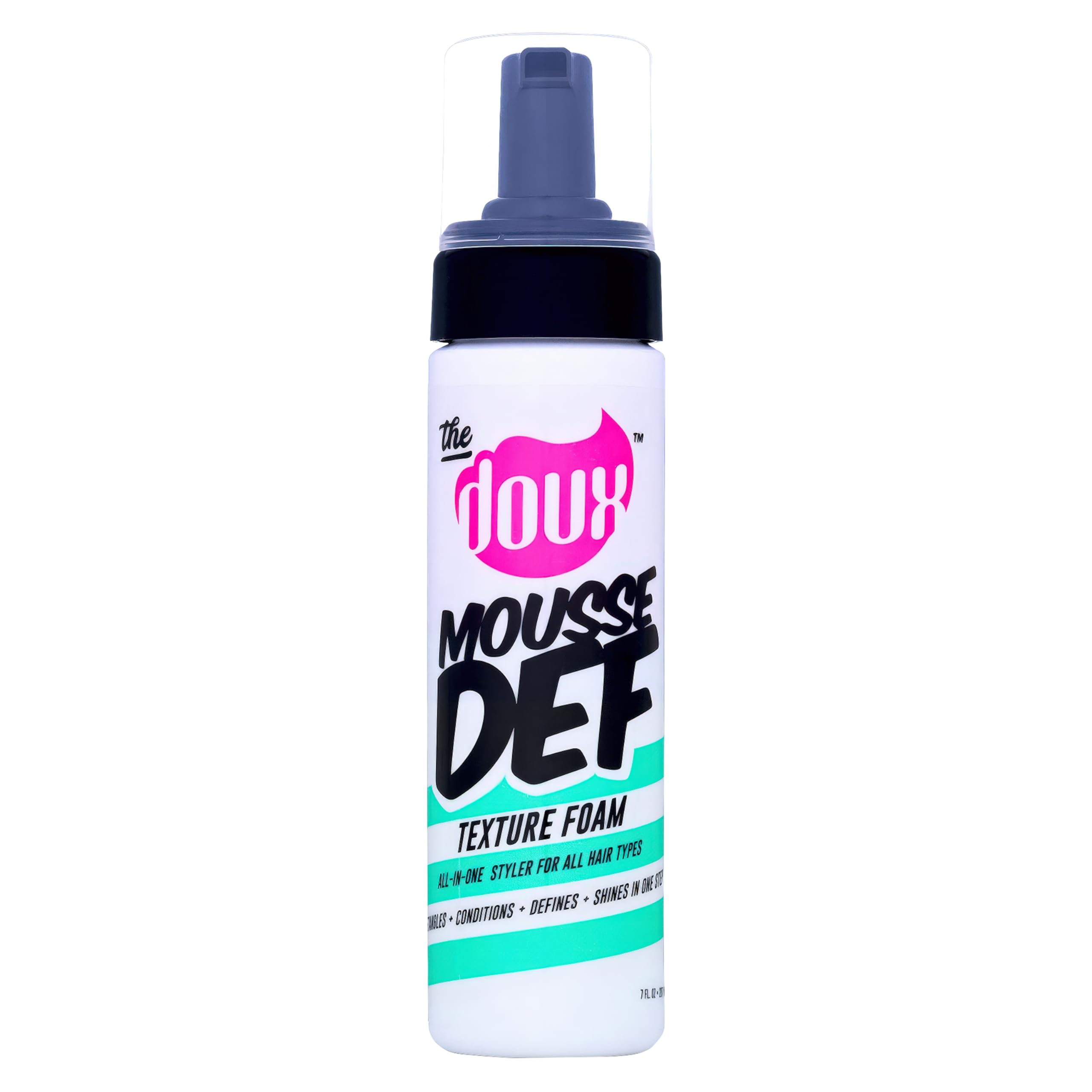The Doux Mousse bottle-application demonstrates even distribution for defined curls.