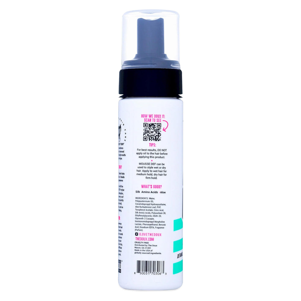 The Doux Mousse flexible-hold-definition delivers soft, touchable curl shape.