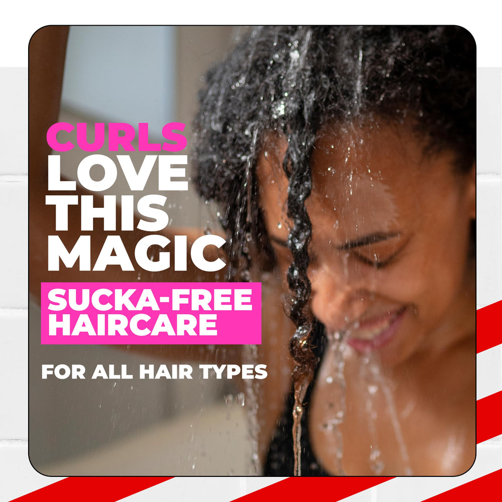 Front view of The Doux One Love Co-Wash bottle for all curl types.