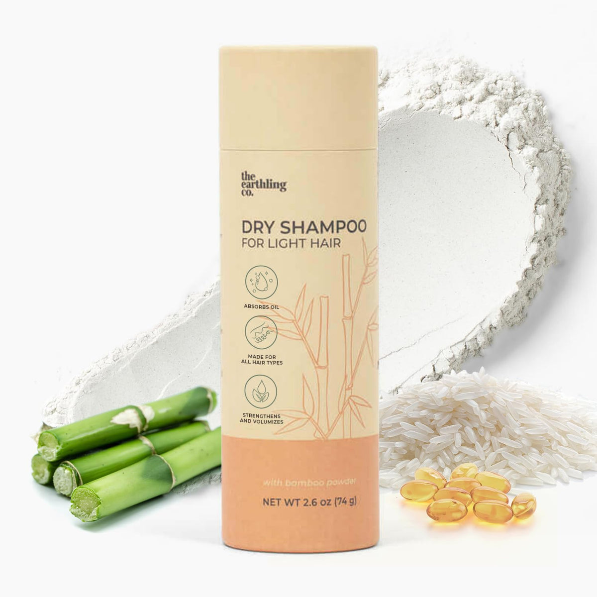 The Earthling Co. dry shampoo light hair bottle dispense for quick refresh and easy use
