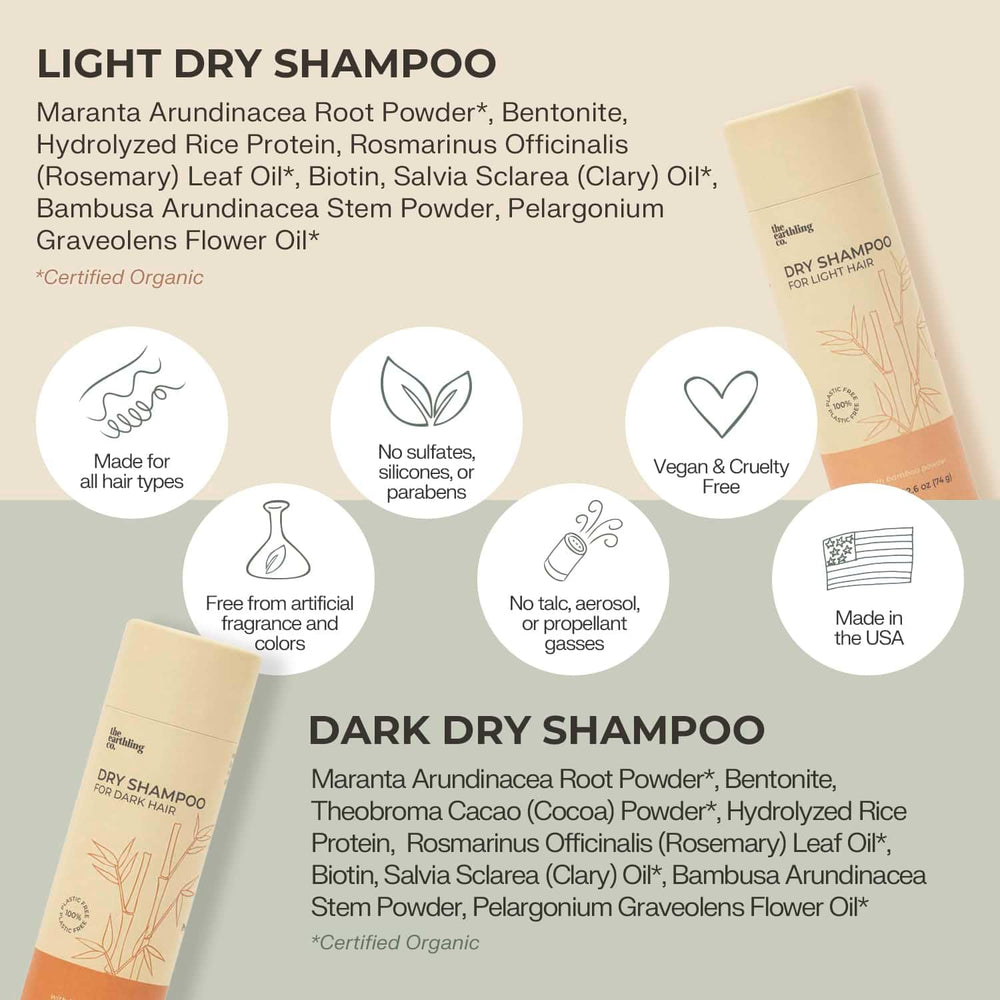 The Earthling Co. dry shampoo light hair rosemary-biotin nourishes blonde and gray tones softly
