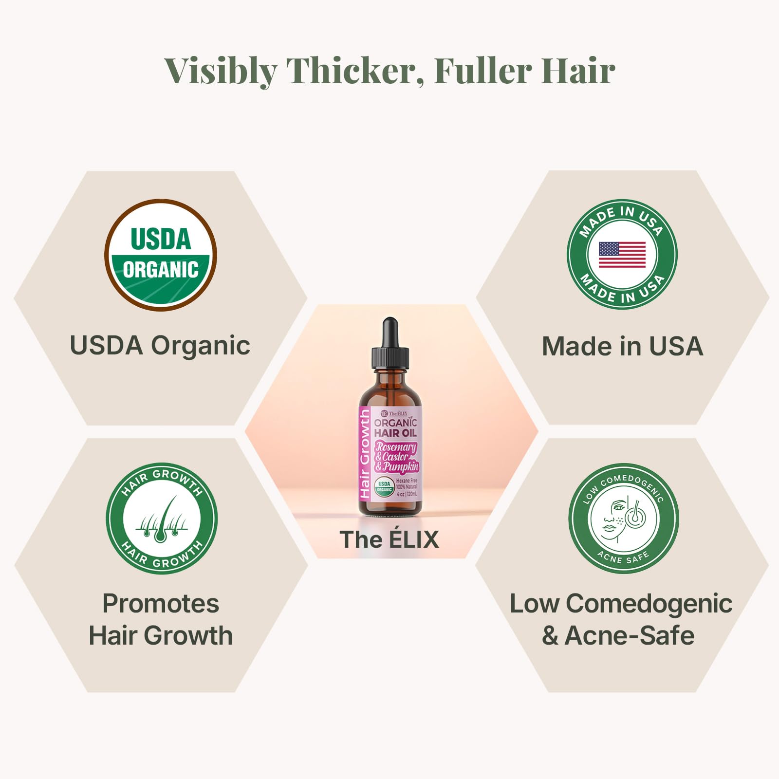 Hands applying The ELIX oil for targeted hair growth support.
